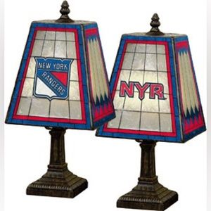 NEW NHL-14'' New York Rangers Art-Glass Table Desk Office Lamp